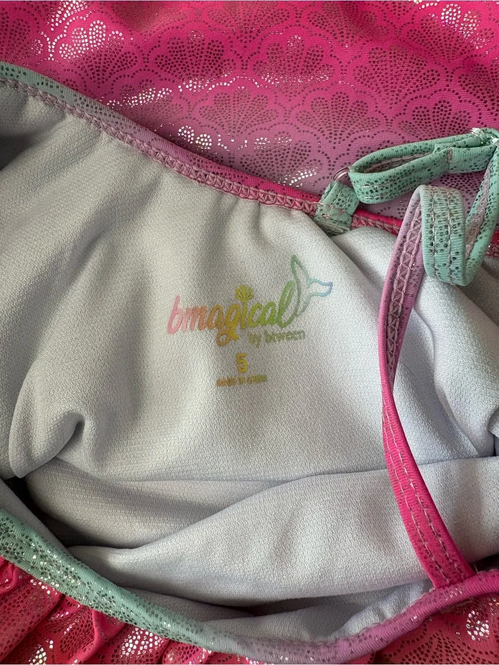 BMagical by BTween Toddler Girls Gradient Swimsuit - Pink to Teal Mermaid size 5